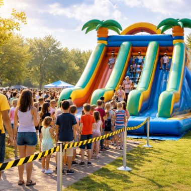 Cum gestionez coada și timpul de așteptare la toboganul gonflabil la evenimente mari?